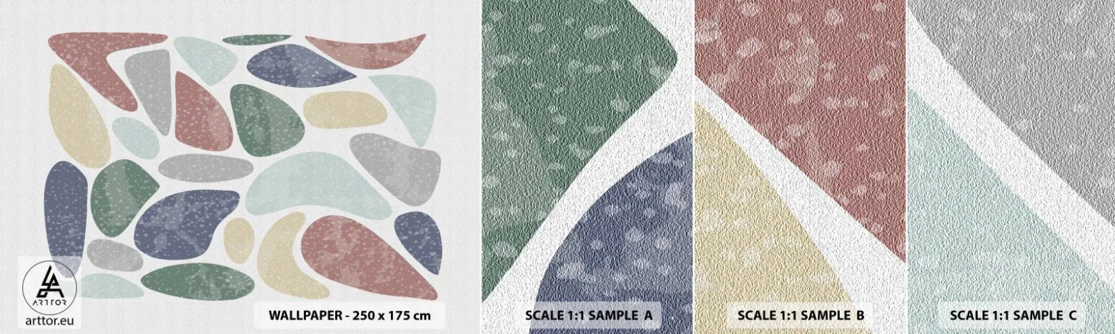 Fototapet Prov Standard Eco - Mosaik av pulveriserade färger - Minimalism, Pastell, Boho - 100x30 cm