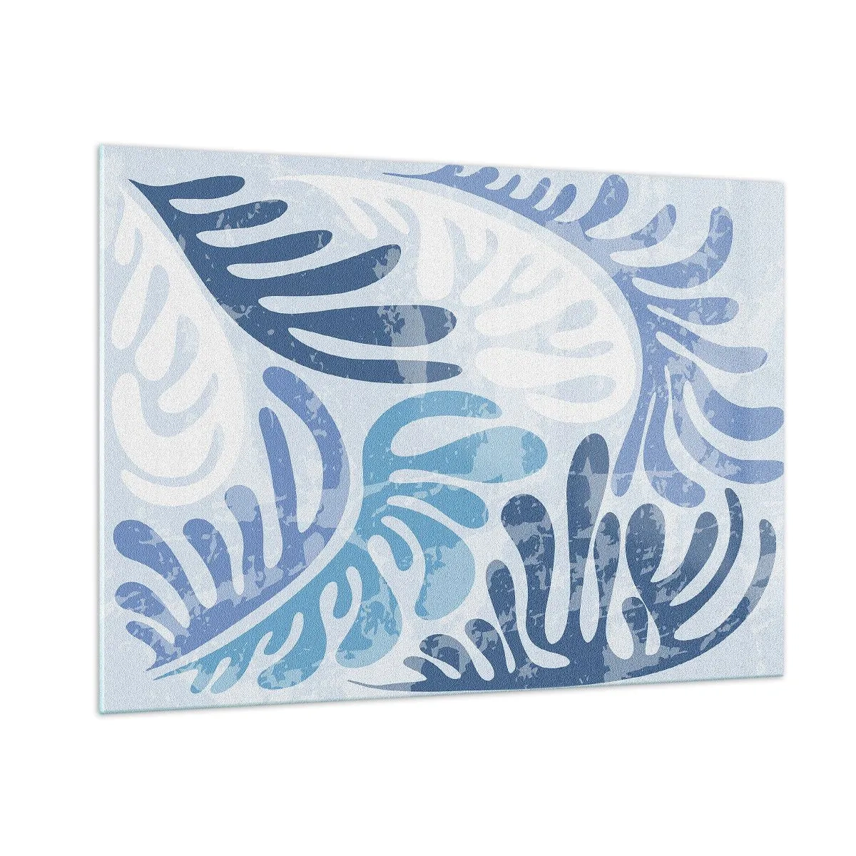 Glastavla - Bild på glas - Blåa ormbunkar - 100x70 cm