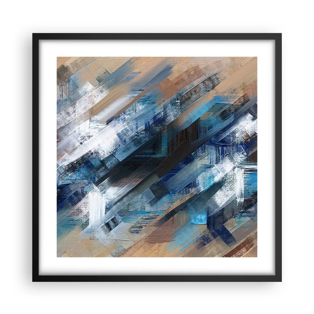 Affisch i svart ram - På en blå sluttning - 50x50 cm