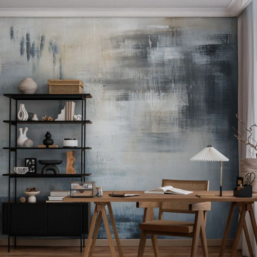 Självhäftande Fototapet Deluxe Sticker - Bakom en blå slöja - Bit, Abstraktion, Industriell - 250x175 cm