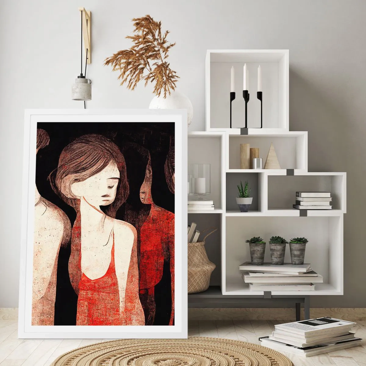 Affisch i vit ram - Madonnor av mörker - 40x50 cm