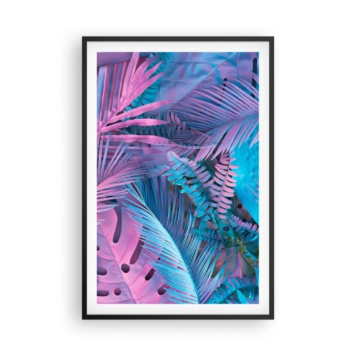 Affisch i svart ram - Tropiken i rosa och blått - 61x91 cm