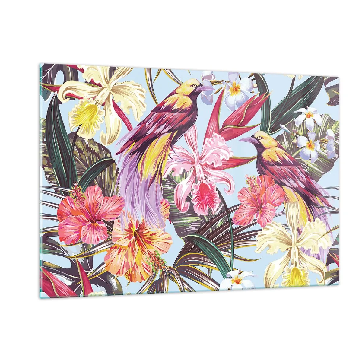 Glastavla - Bild på glas - Flingor och fjädrar - 120x80 cm