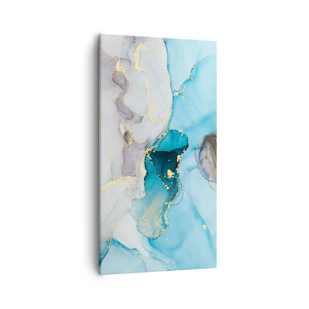 Canvastavla - Bild på duk - Studie över mötet mellan grå och turkos - 55x100 cm