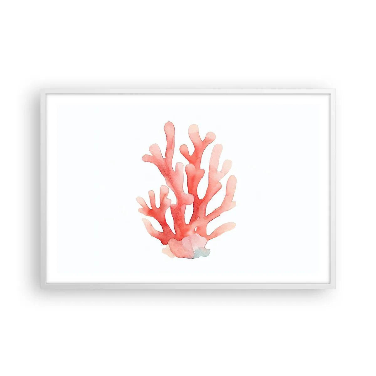 Affisch i vit ram - Korallfärgad korall - 91x61 cm