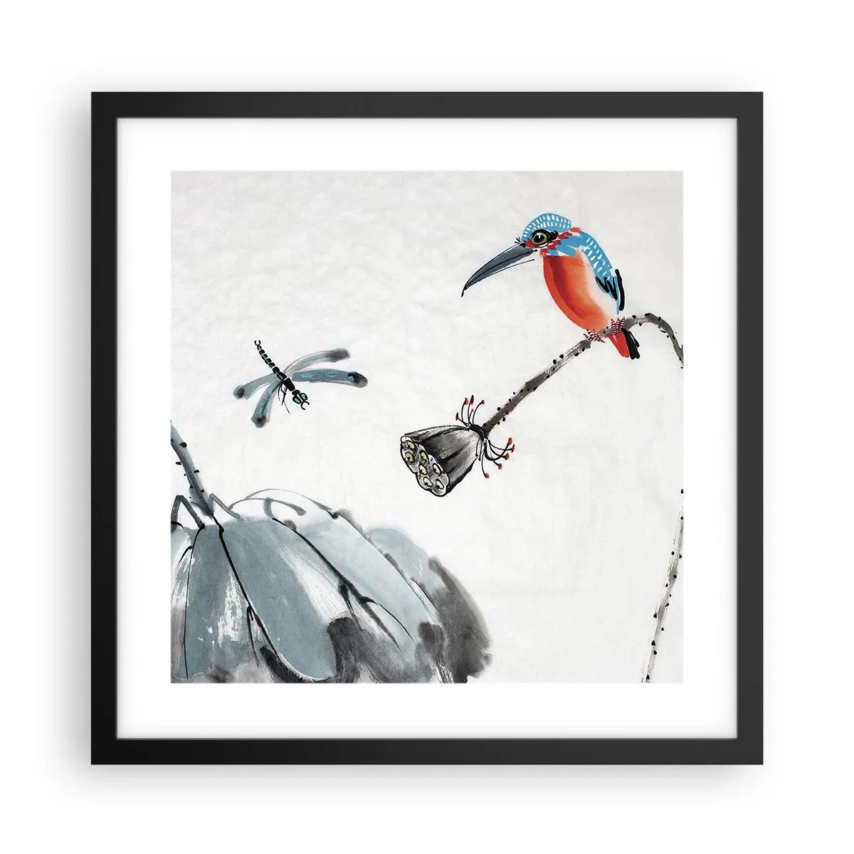 Affisch i svart ram - Ängens liv - 40x40 cm