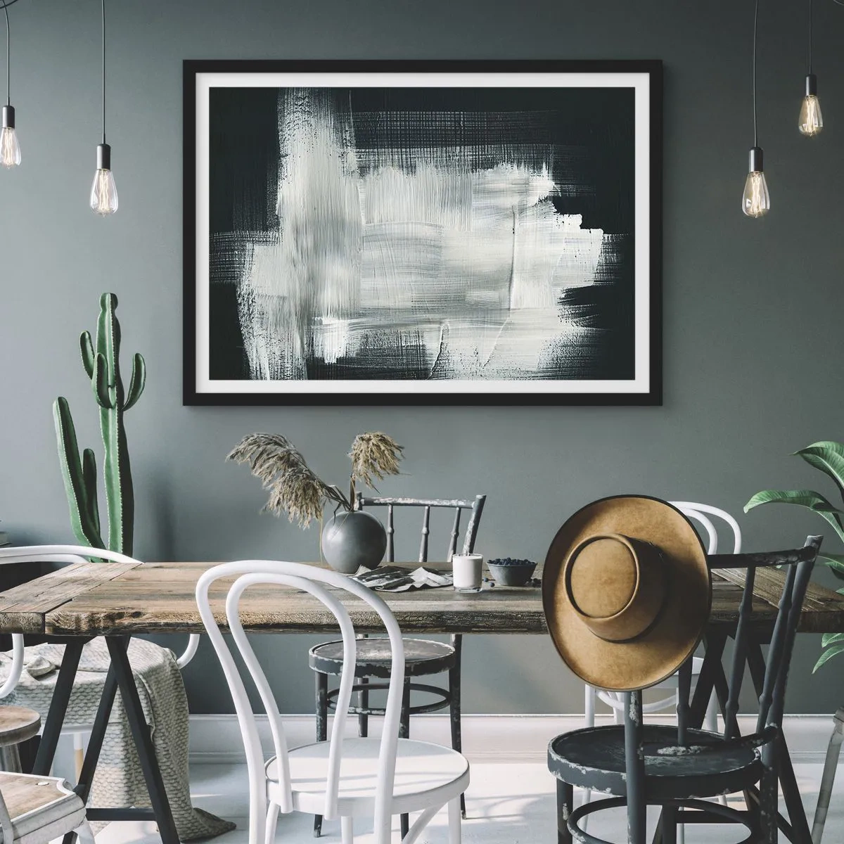 Affisch i svart ram - Vävd av det vertikala och horisontella - 91x61 cm