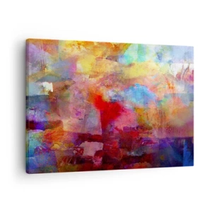 Canvastavla - Bild på duk - Färgglad abstraktion i varma och kalla nyanser - 70x50cm - Titta in i regnbågen - Modern väggdekoration för vardagsrum och sovrum ARTTOR