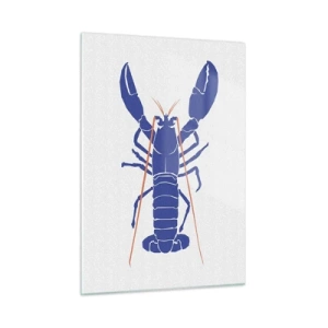 Glastavla - Bild på glas - Utsökt hummer i mörkblått - 50x70 cm