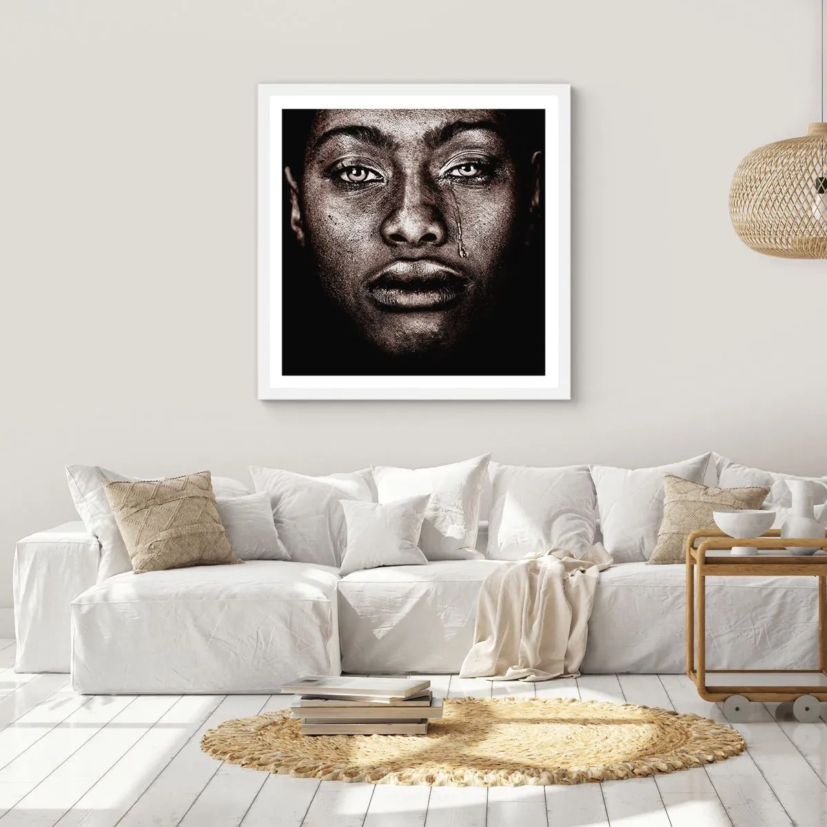 Affisch i vit ram - En tår - 50x50 cm