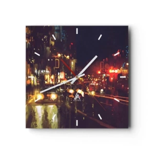 Väggklocka - Klocka på glas - Doppad i nattljuset - 30x30 cm