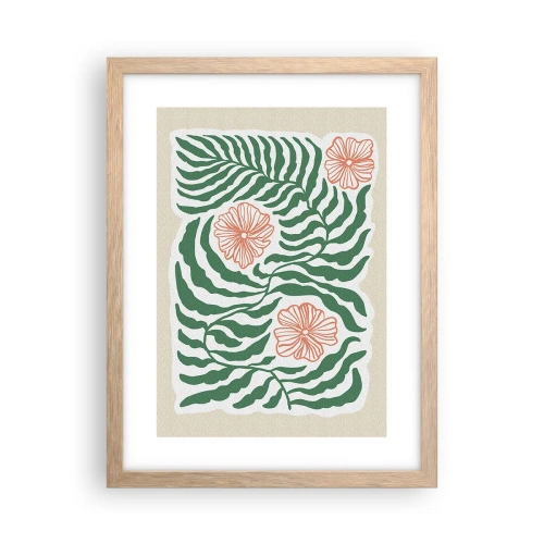 Affisch i ram av ljusek - Blommande i grönt - 30x40 cm