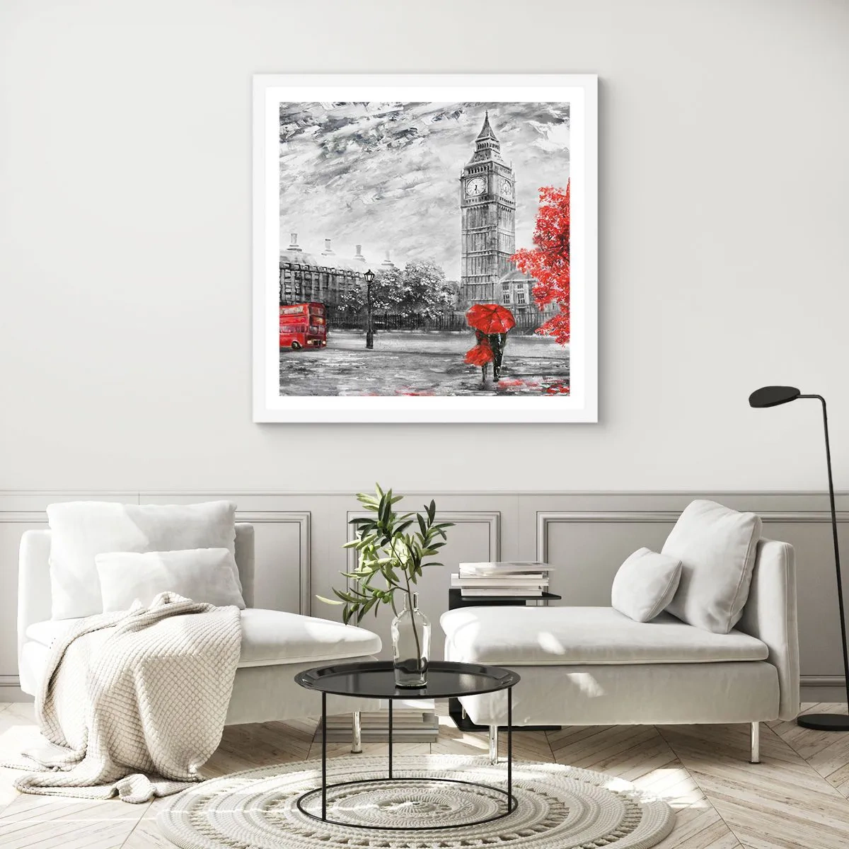 Affisch i vit ram - Spännande dag - 30x30 cm