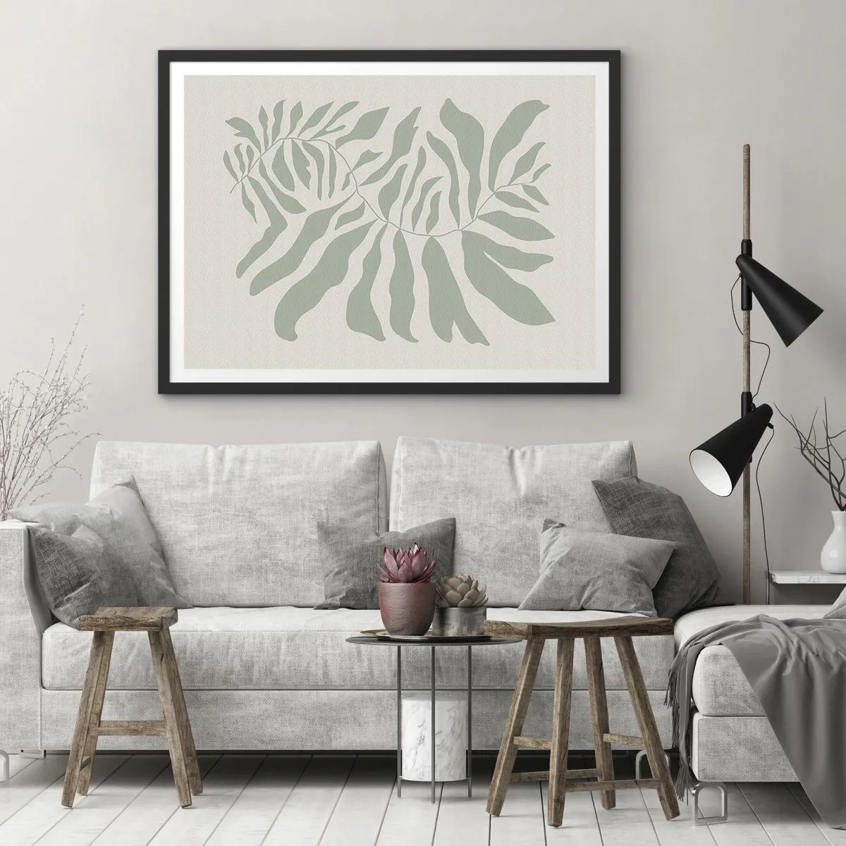 Affisch i svart ram - Smaragdgrön gren - 40x30 cm