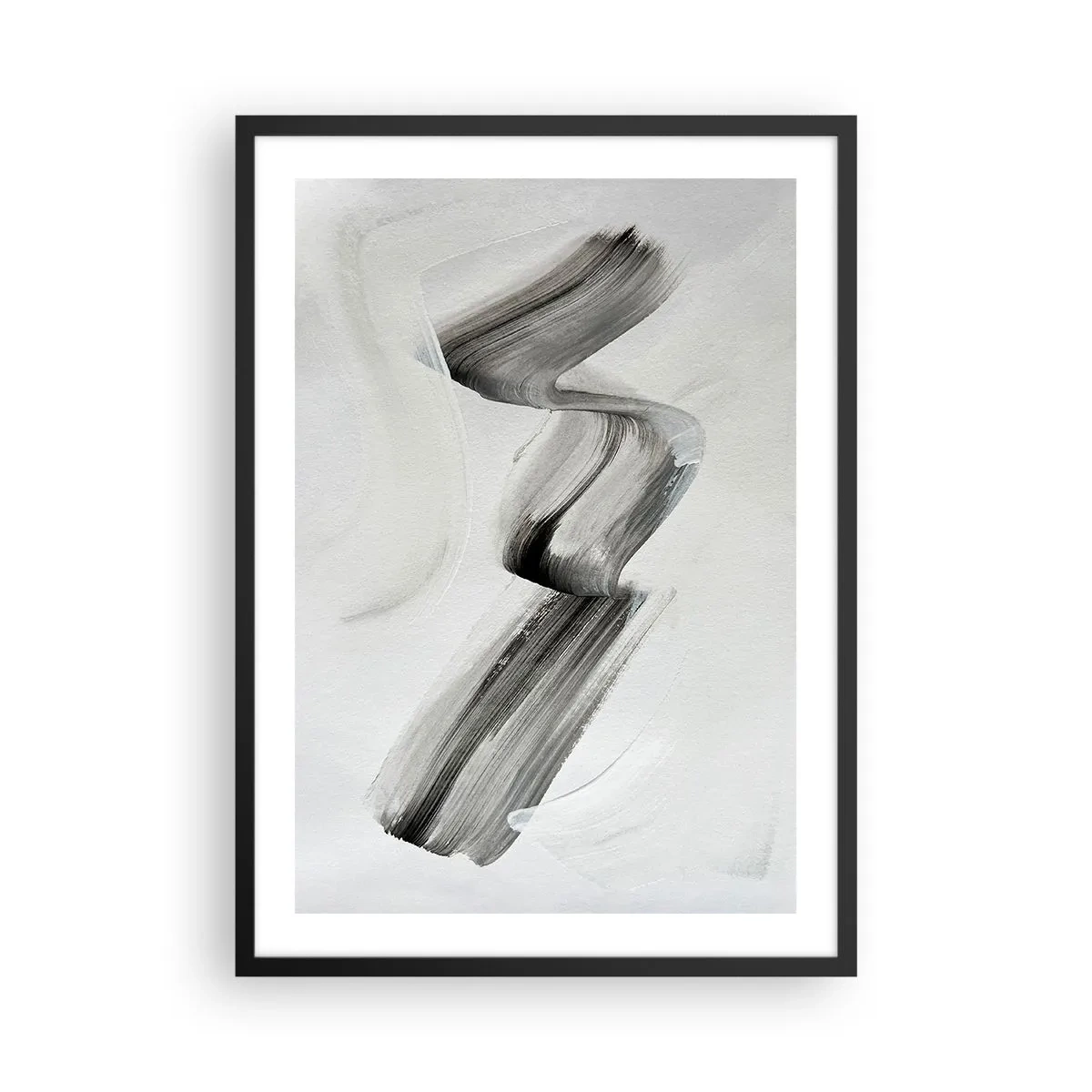Affisch i svart ram - Minimalistisk svartvit pensel - 50x70cm - Bara för skojs skull - Modern väggdekoration för vardagsrum och sovrum ARTTOR