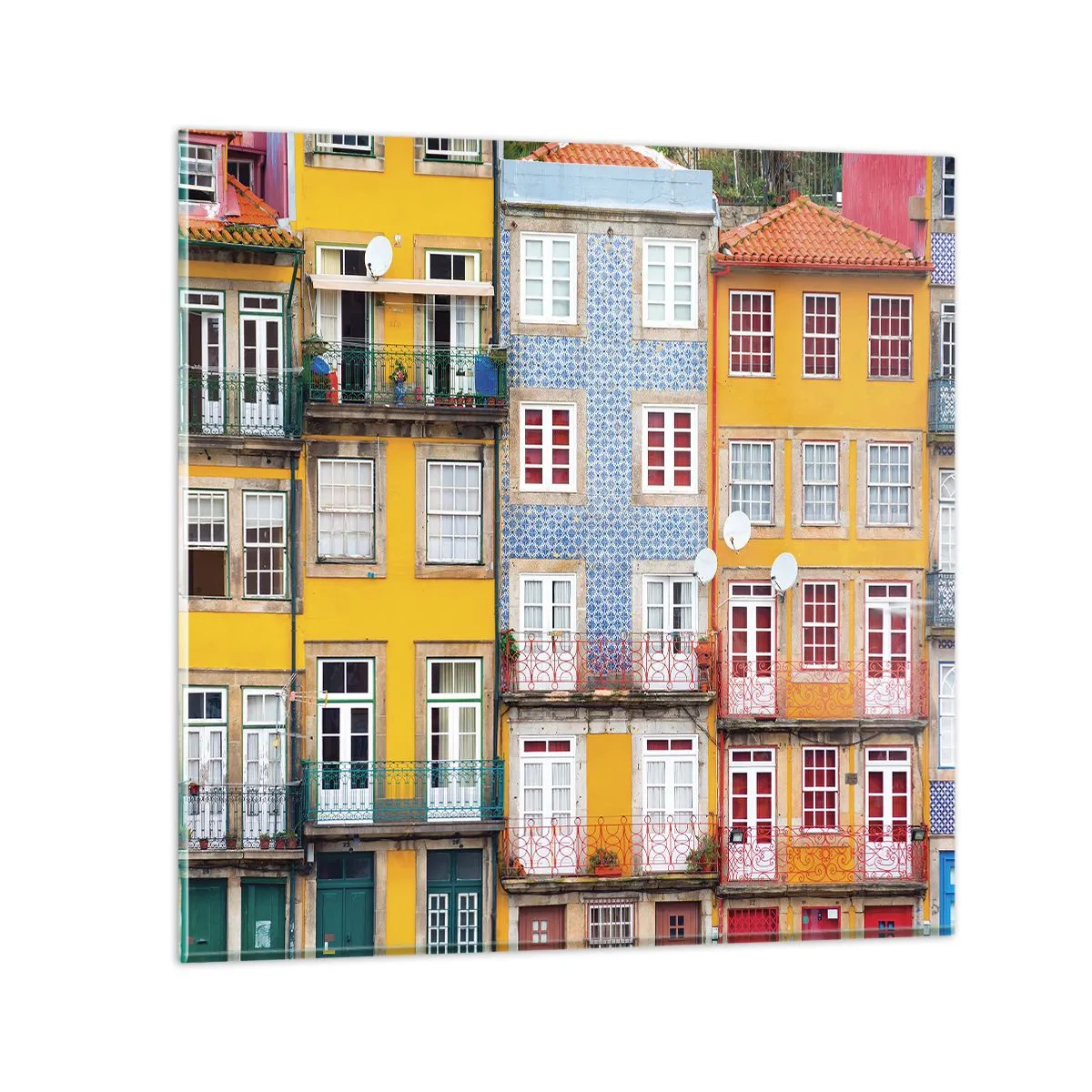 Glastavla - Bild på glas - Gamla stans färger - 30x30 cm
