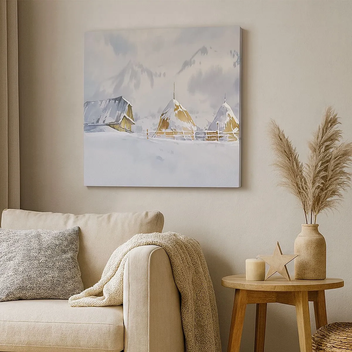 Canvastavla - Bild på duk - I snödalen - 30x30 cm