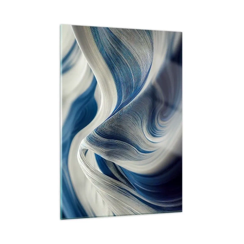 Glastavla - Bild på glas - Flöde av blått och vitt - 50x70 cm