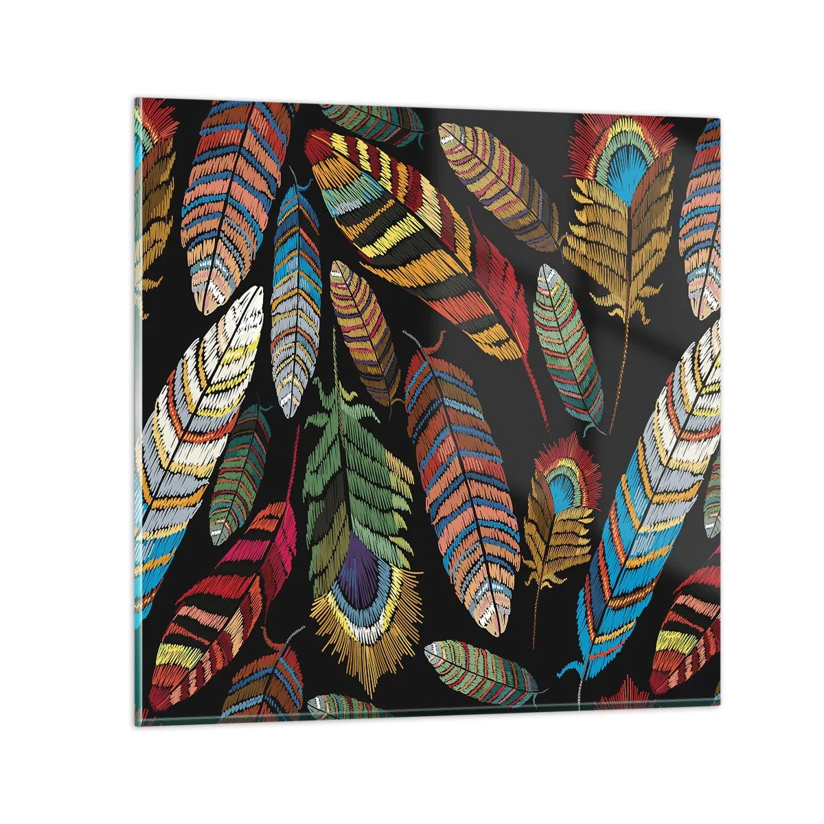 Glastavla - Bild på glas - Fågelkarneval - 40x40 cm