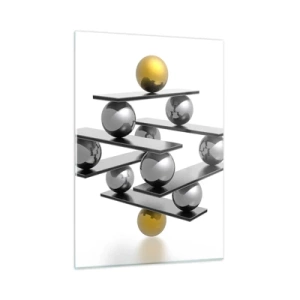 Glastavla - Bild på glas - Guld-silver balans - 50x70 cm