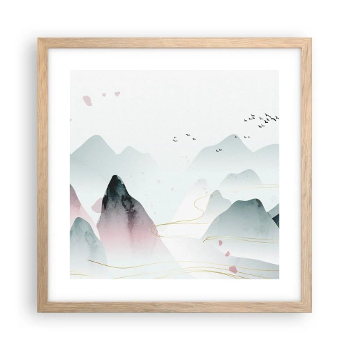 Affisch i ram av ljusek - Över topparna - 40x40 cm