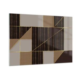 Glastavla - Bild på glas - Mosaik av brun och guld - 100x70 cm