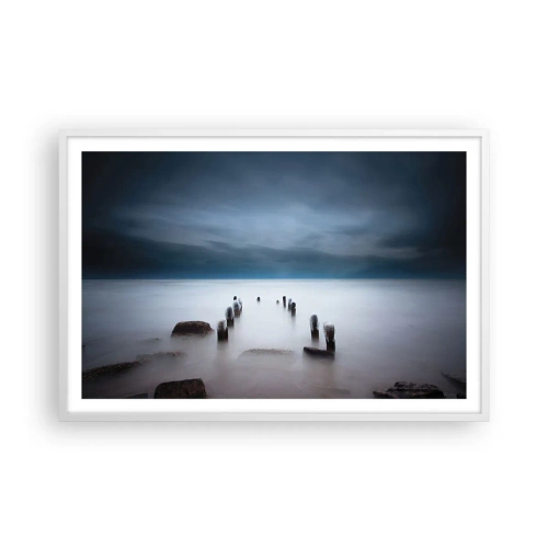 Affisch i vit ram - Fundersam sjö - 91x61 cm