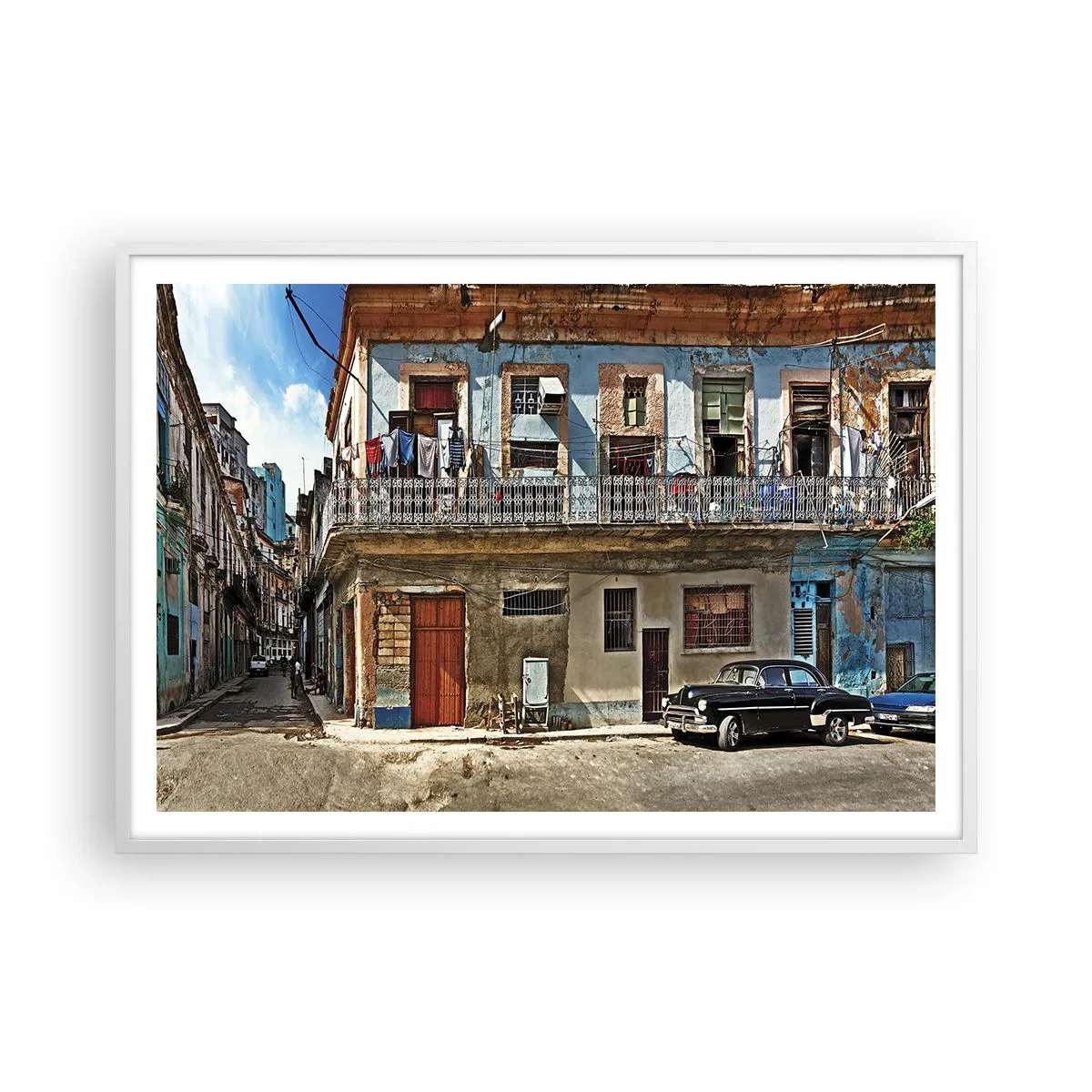 Affisch i vit ram - Havana stämning - 100x70 cm