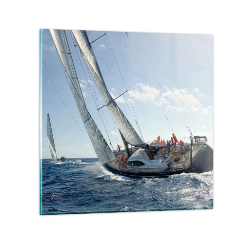 Glastavla - Bild på glas - Låt bättre vinna - 30x30 cm