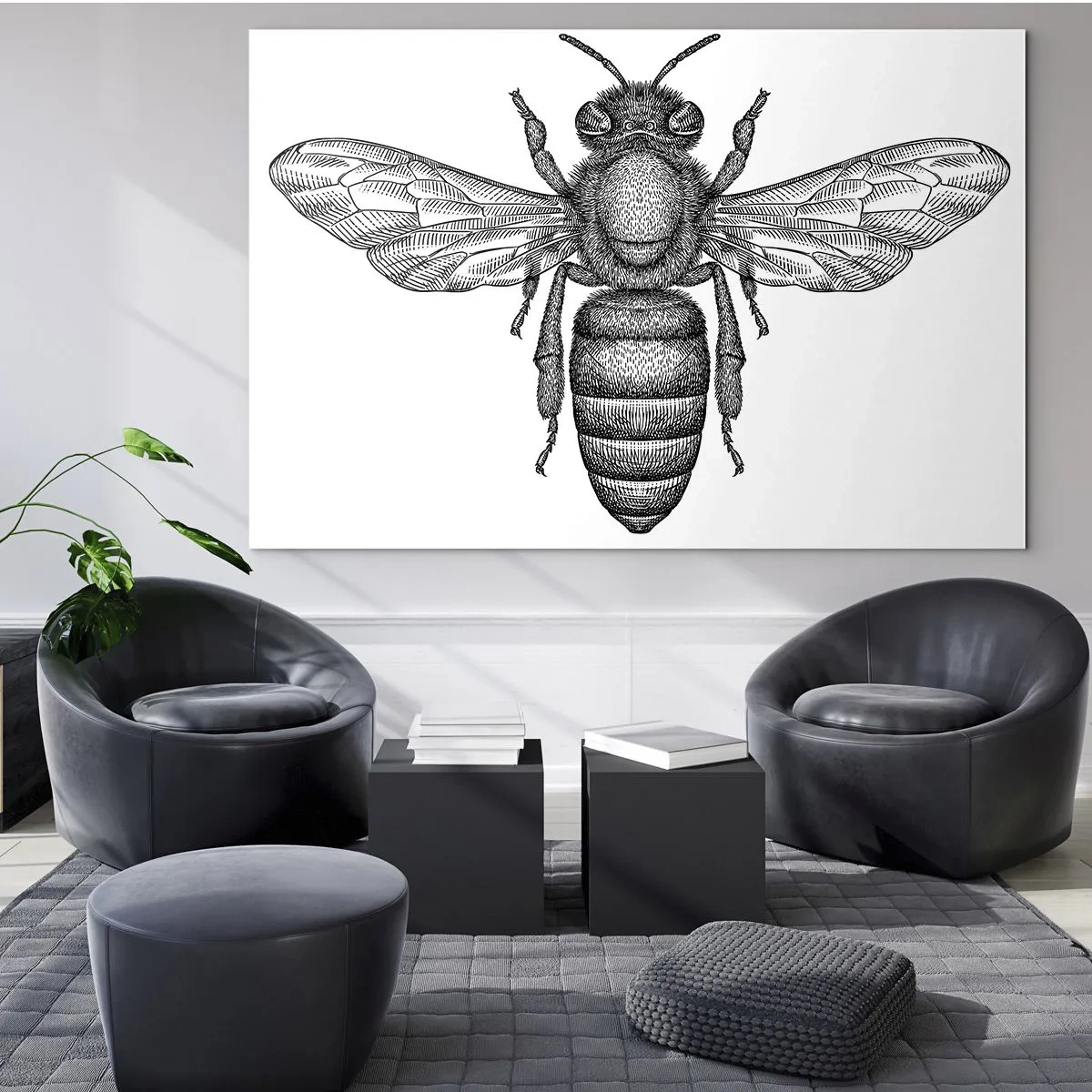 Glastavla - Bild på glas - Porträtt av en insekt - 120x80 cm