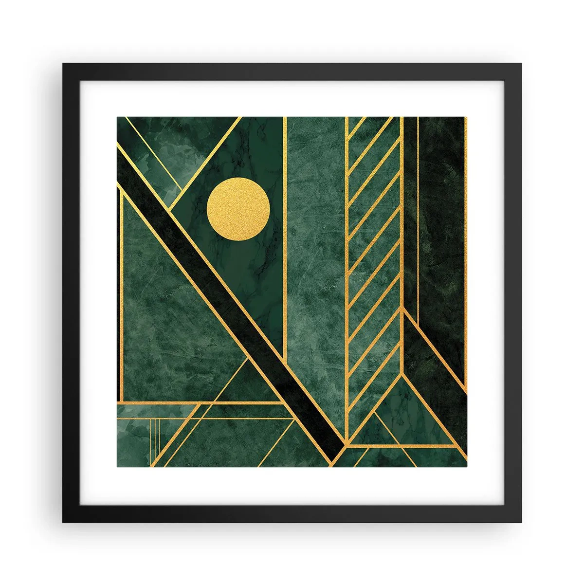 Affisch i svart ram - Dynamik av guld och azurblå - 40x40 cm