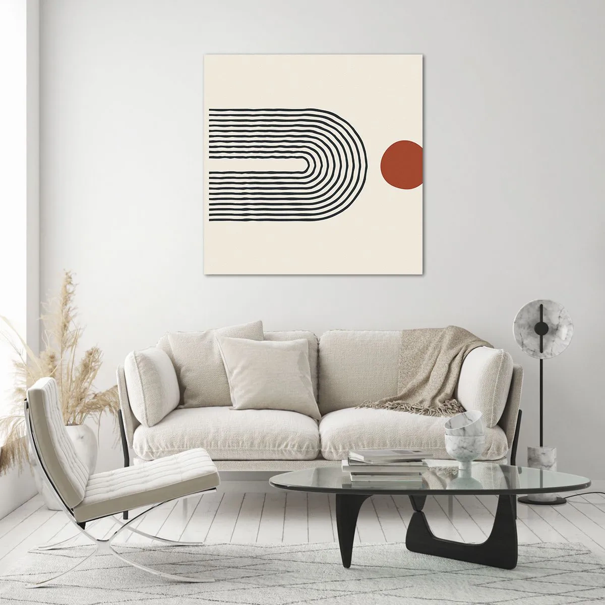 Glastavla - Bild på glas - Formernas och färgernas magnetism - 50x50 cm