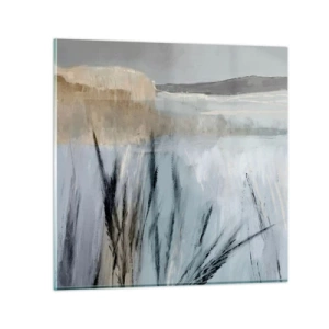 Glastavla - Bild på glas - Vinterfält - 30x30 cm