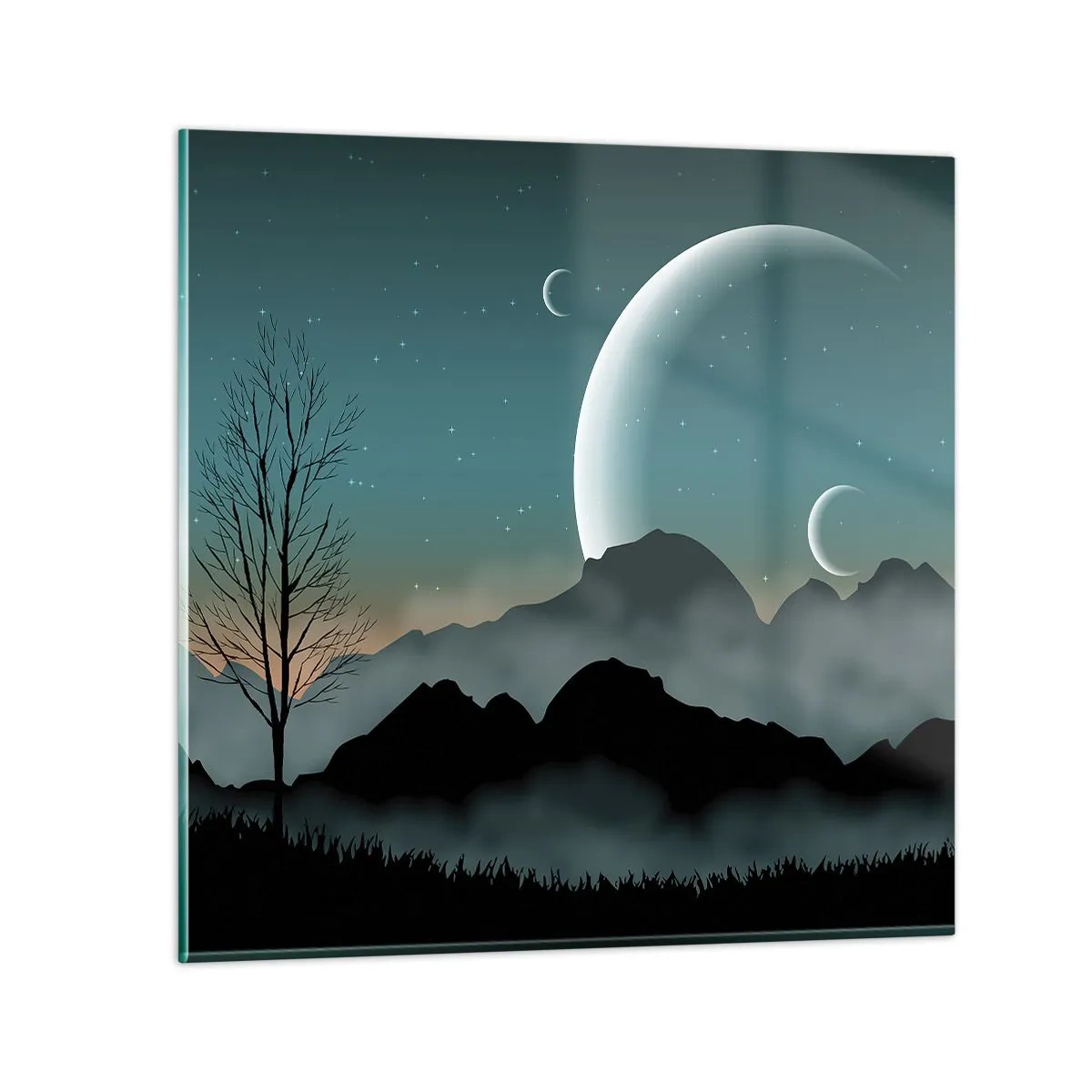 Glastavla - Bild på glas - Stjärniga nattens karneval - 30x30 cm