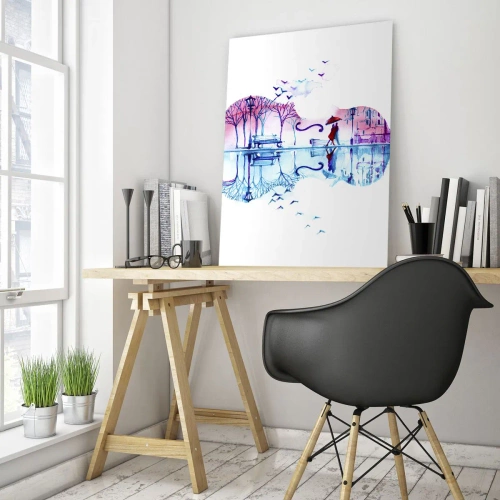 Glastavla - Bild på glas - Regnmusik - 70x100 cm