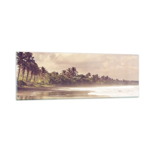 Glastavla - Bild på glas - Vågornas smekning - 90x30 cm
