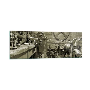 Glastavla - Bild på glas - I onkel Lasses skjul - 90x30 cm