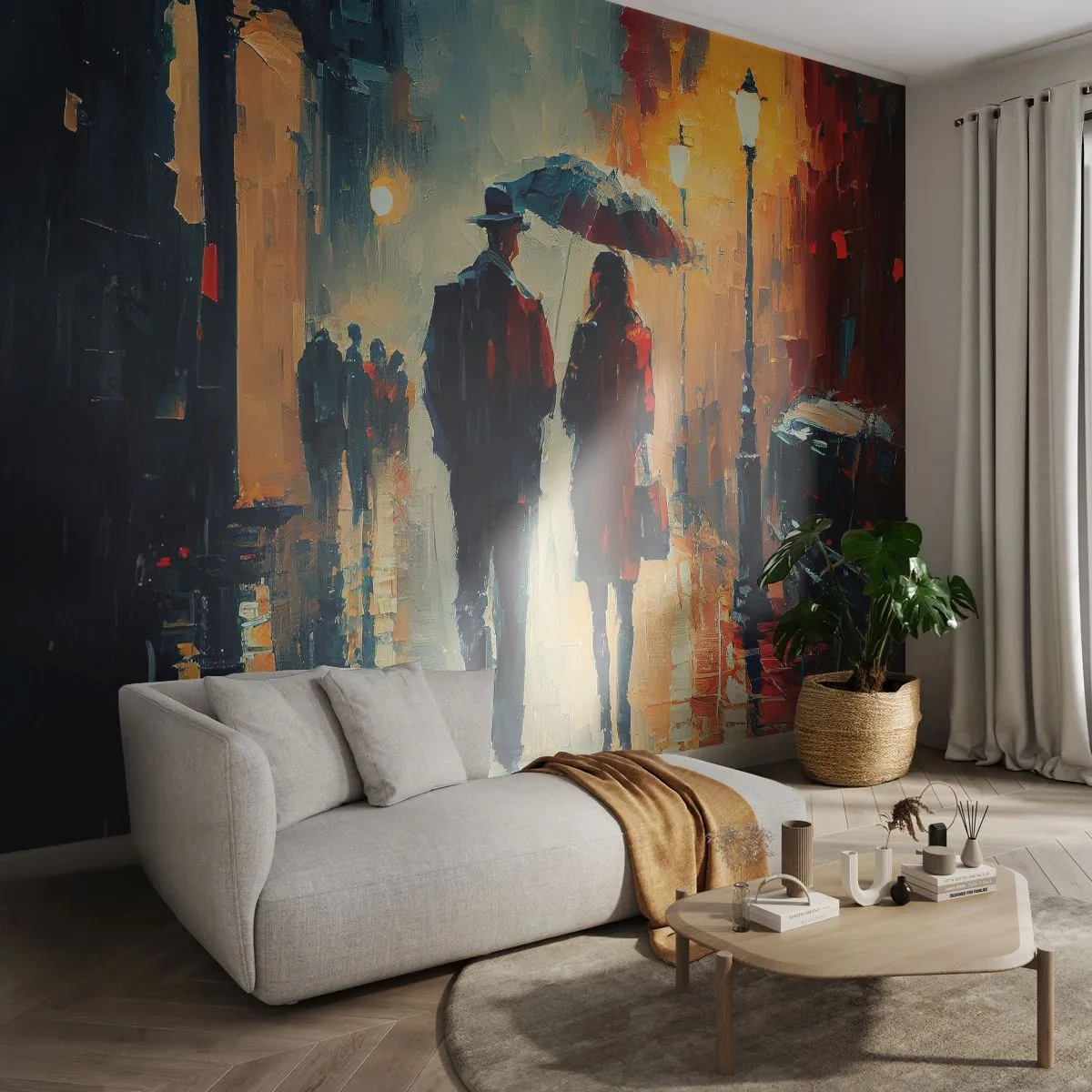 Självhäftande Fototapet Deluxe Sticker - Kärlekshistoria på stan - Romantik, Par, Landskap - 450x315 cm