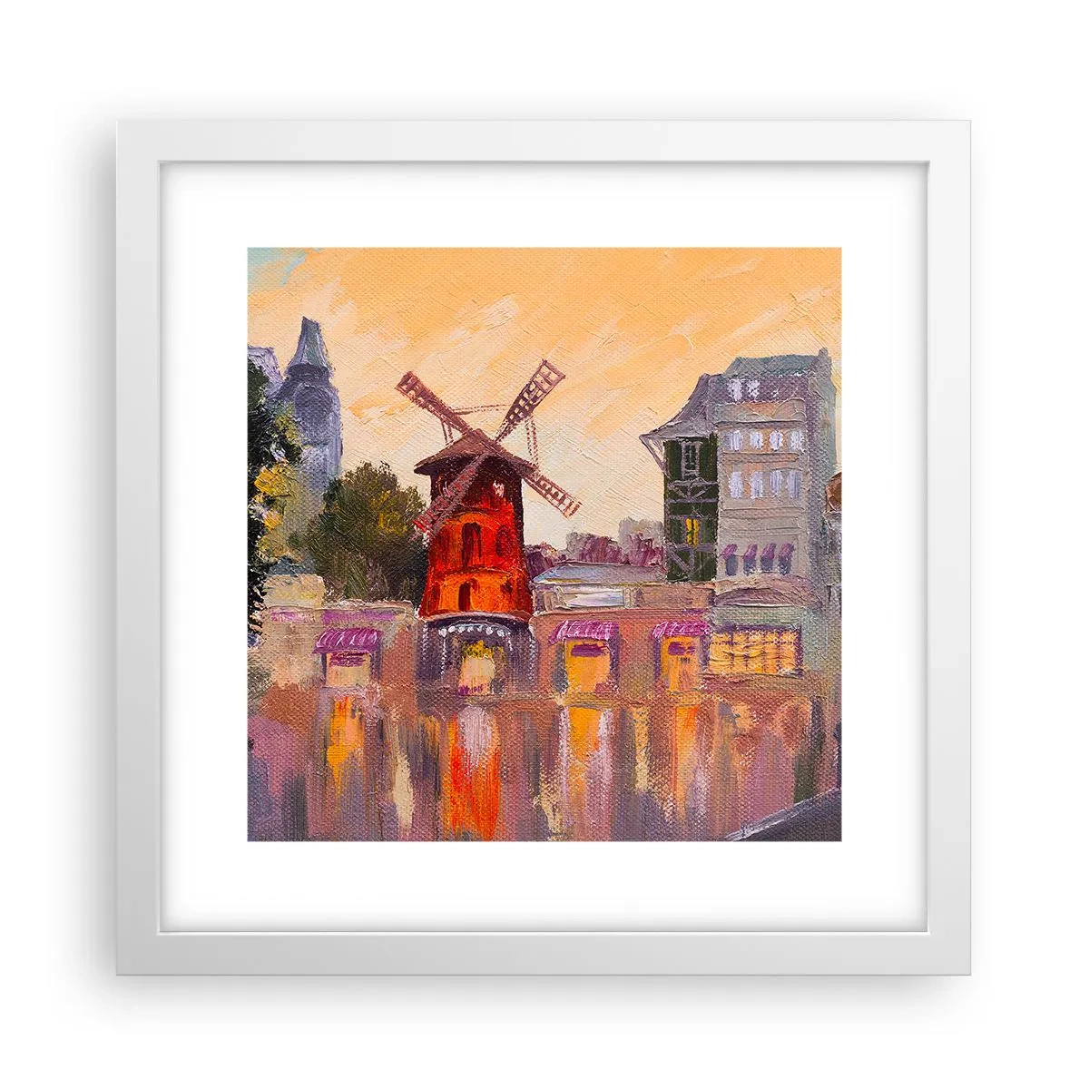 Affisch i vit ram - Ikoner av Paris – Moulin Rouge - 30x30 cm
