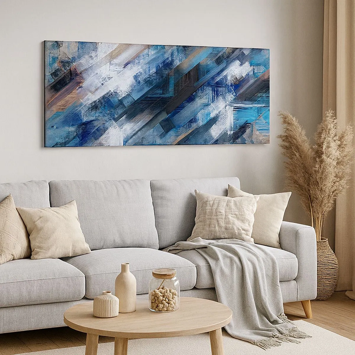 Canvastavla - Bild på duk - På en blå sluttning - 100x40 cm