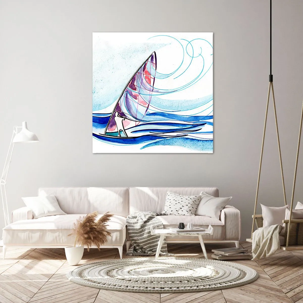 Canvastavla - Bild på duk - Med vinden i vågornas rytm - 40x40 cm