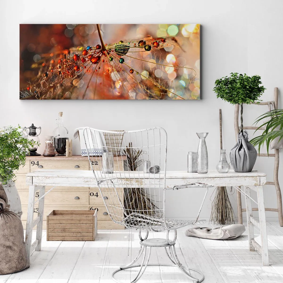 Canvastavla - Bild på duk - Trädda på spindelnät - 90x30 cm