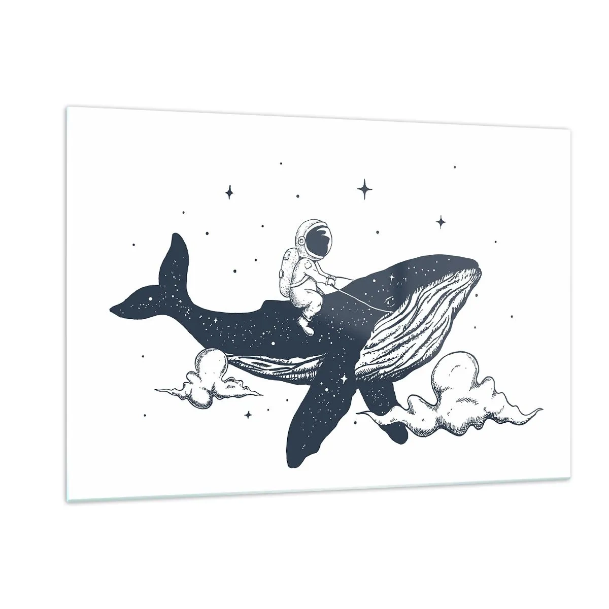 Glastavla - Bild på glas - Rymdäventyr - 120x80 cm