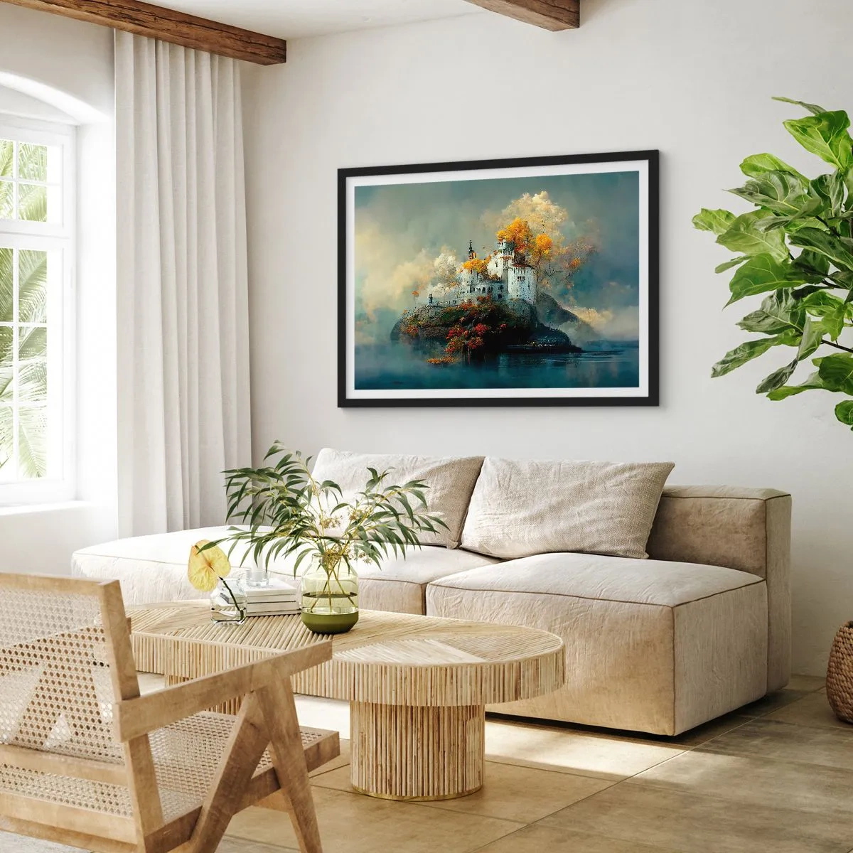 Affisch i svart ram - Början på en romantisk historia - 100x70 cm