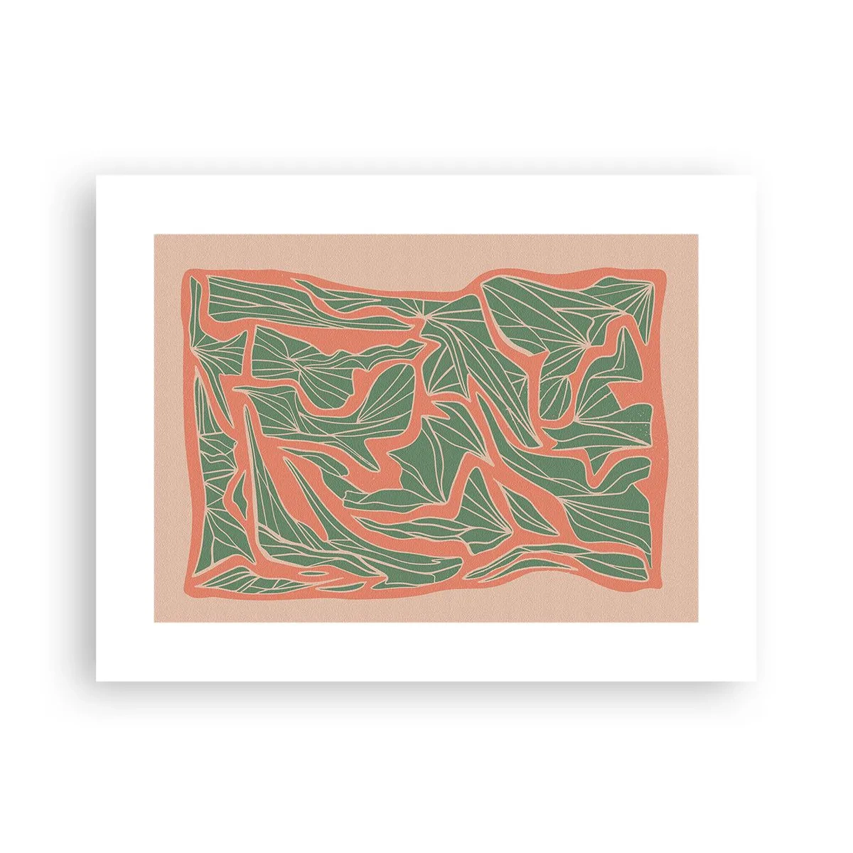 Affisch - En kamp mellan korall och grönt - 40x30 cm