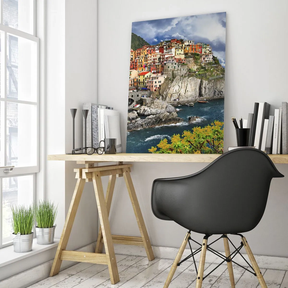 Glastavla - Bild på glas - I bergets famn - 50x70 cm