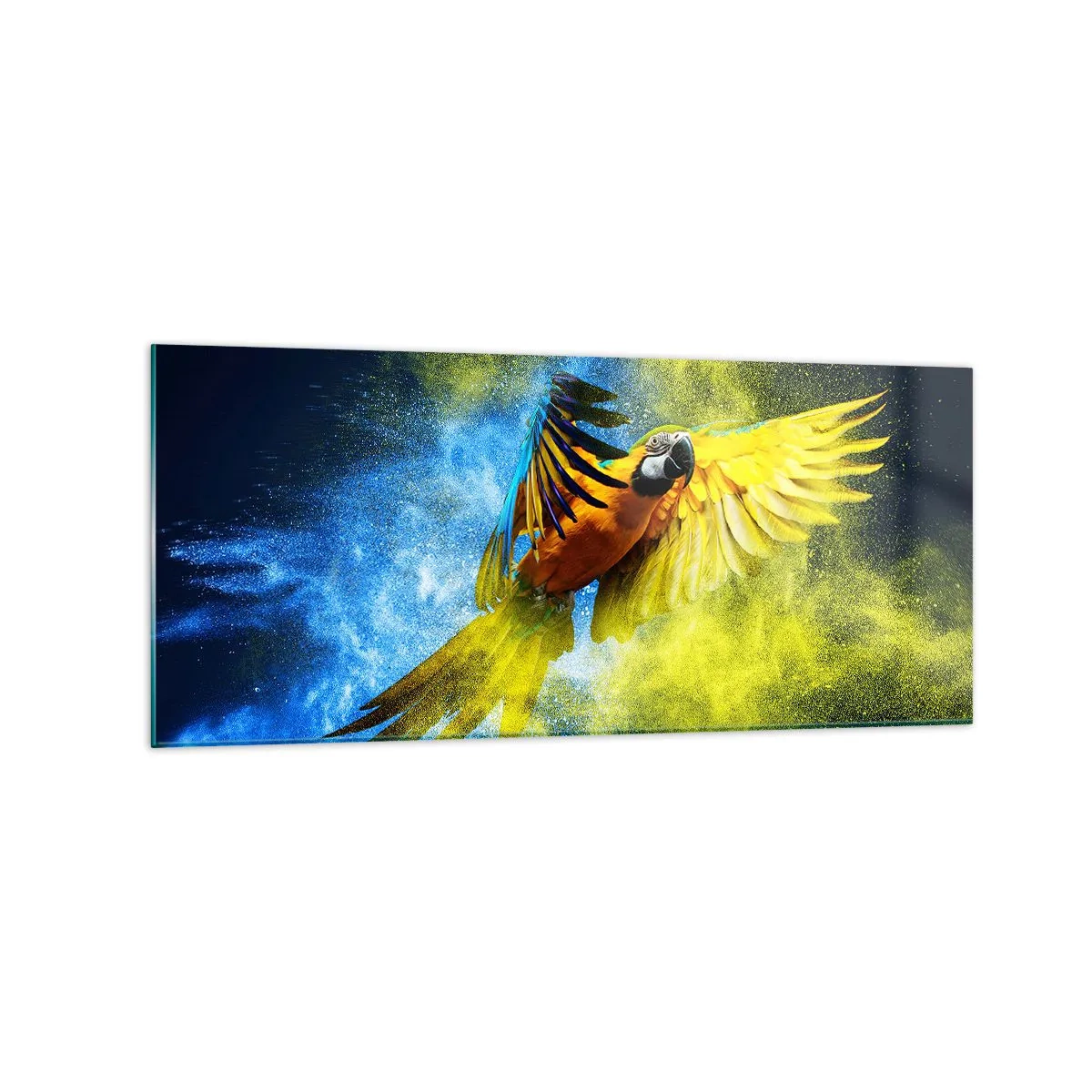 Glastavla - Bild på glas - I blå-gult damm - 120x50 cm