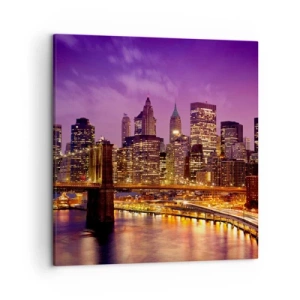 Canvastavla - Bild på duk - Manhattan i violett och guld - 50x50 cm