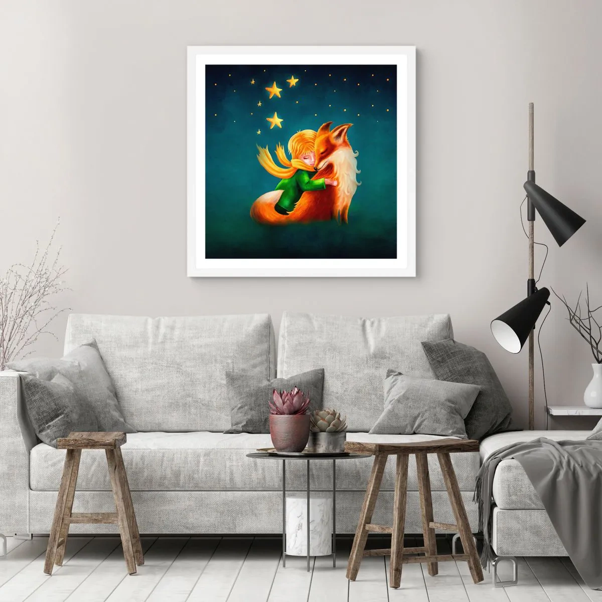 Affisch i vit ram - Lilla prinsen - 40x40 cm