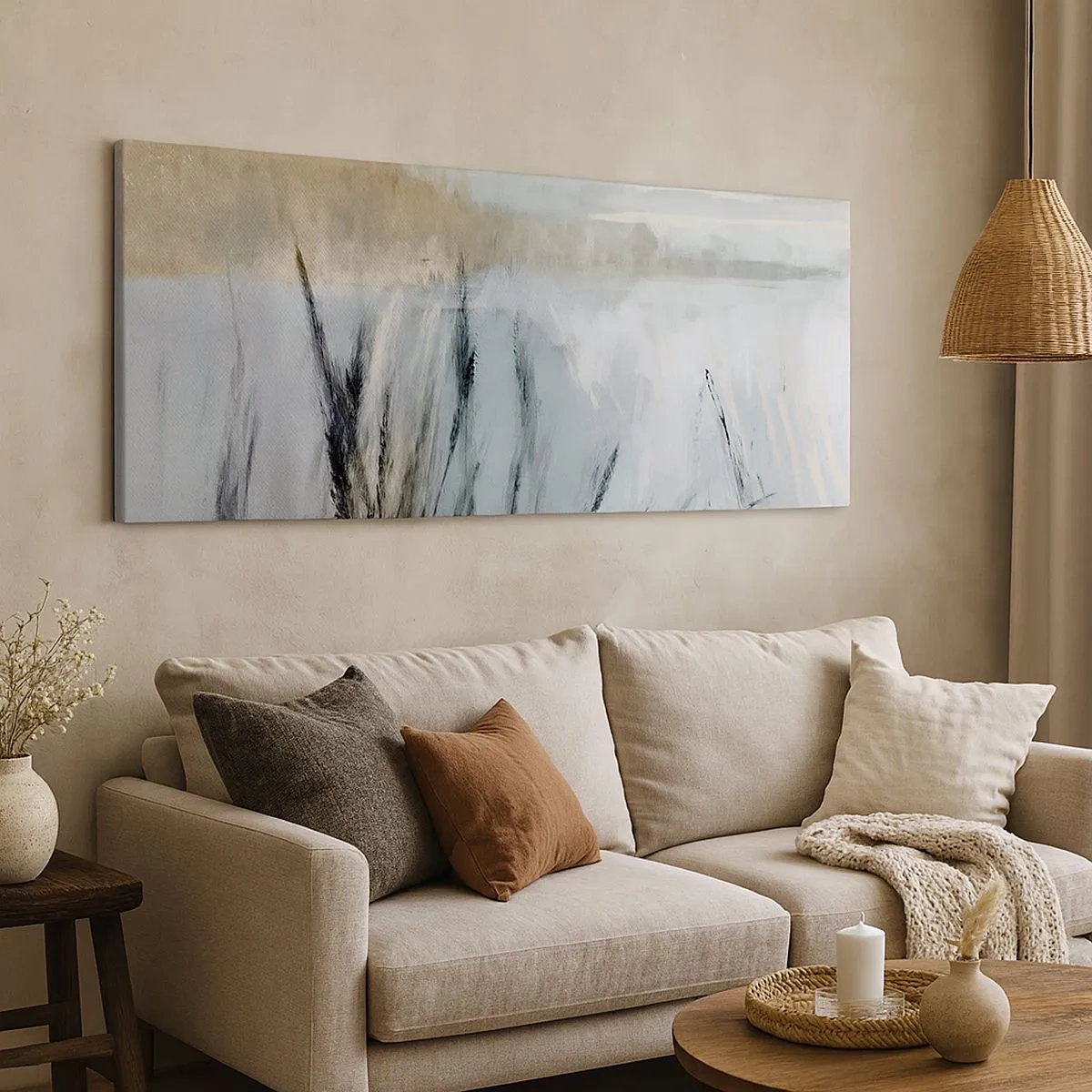 Canvastavla - Bild på duk - Vinterfält - 100x40 cm